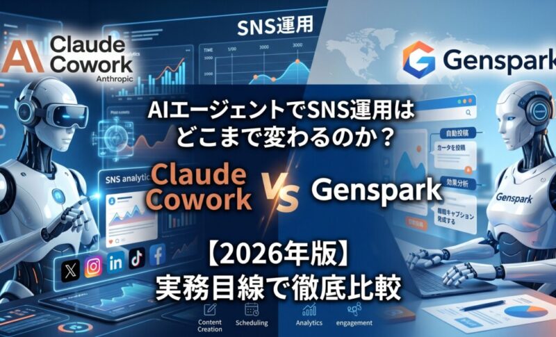 AIエージェントでSNS運用はどこまで変わるのか？Claude Cowork vs Gensparkを実務目線で徹底比較【2026年版】