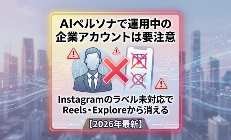 AIペルソナで運用中の企業アカウントは要注意｜Instagramのラベル未対応でReels・Exploreから消える【2026年最新】