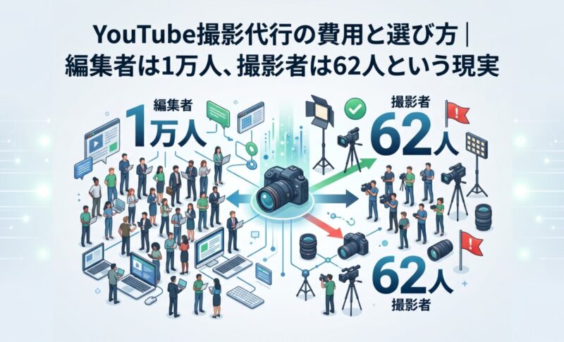 YouTube撮影代行の費用と選び方｜編集者は1万人、撮影者は62人という現実
