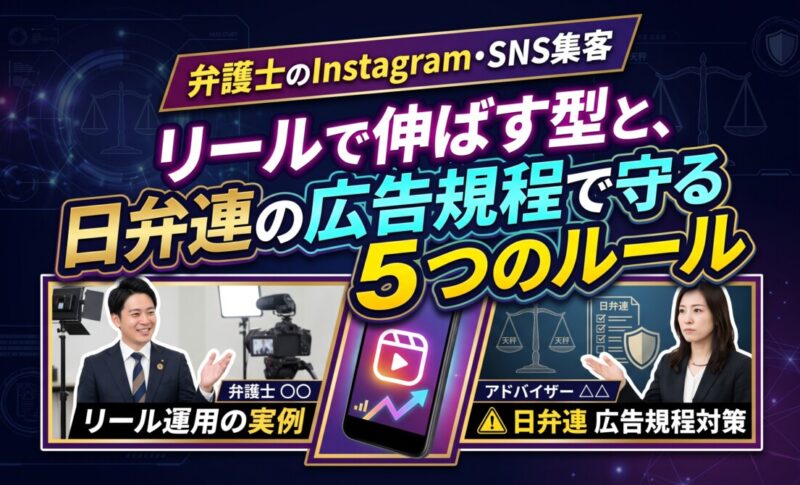 弁護士のInstagram・SNS集客｜リールで伸ばす型と、日弁連の広告規程で守る5つのルール